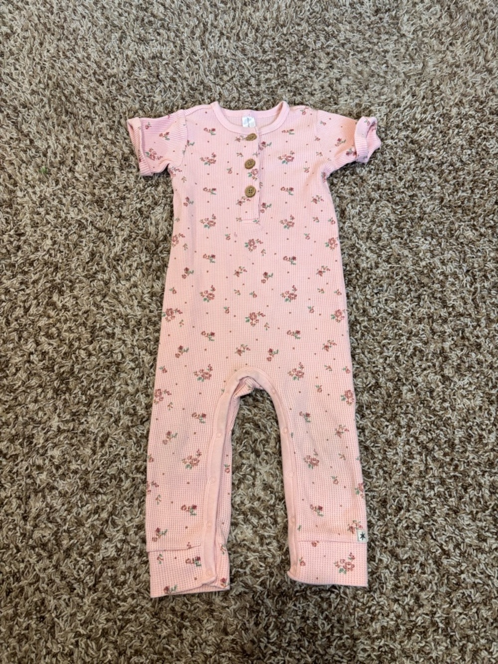 Sweet Pink Floral Short-Sleeve One-Piece Bodysuit